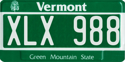 VT license plate XLX988