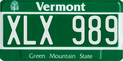 VT license plate XLX989