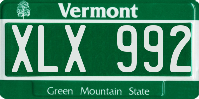 VT license plate XLX992