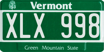 VT license plate XLX998