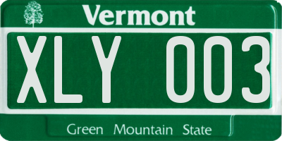 VT license plate XLY003