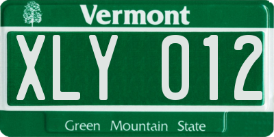 VT license plate XLY012