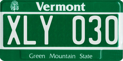 VT license plate XLY030