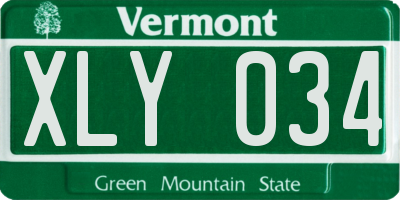 VT license plate XLY034