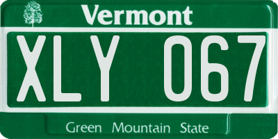 VT license plate XLY067
