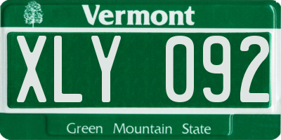 VT license plate XLY092