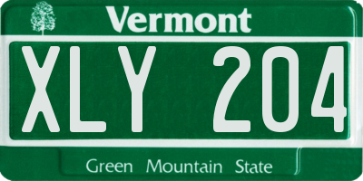 VT license plate XLY204