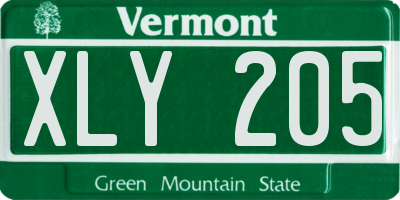 VT license plate XLY205