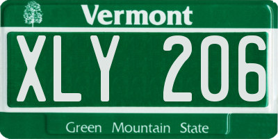 VT license plate XLY206