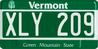 VT license plate XLY209