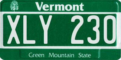 VT license plate XLY230