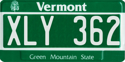 VT license plate XLY362