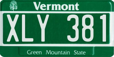 VT license plate XLY381