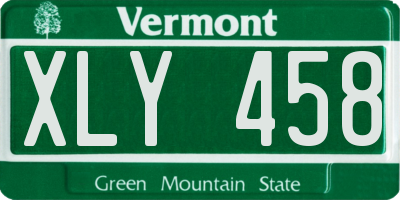 VT license plate XLY458