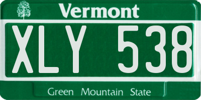 VT license plate XLY538