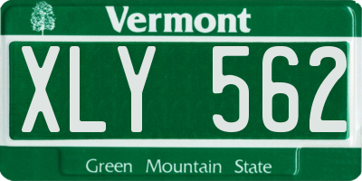 VT license plate XLY562