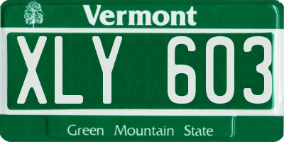 VT license plate XLY603