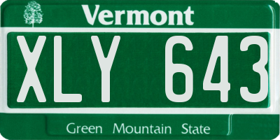 VT license plate XLY643