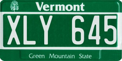 VT license plate XLY645