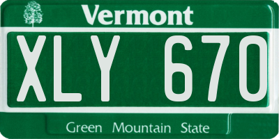 VT license plate XLY670