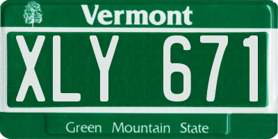 VT license plate XLY671