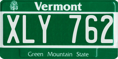 VT license plate XLY762