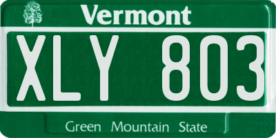 VT license plate XLY803