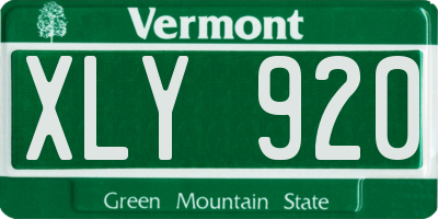VT license plate XLY920