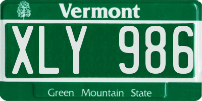 VT license plate XLY986