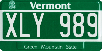 VT license plate XLY989