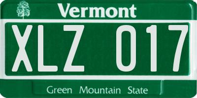 VT license plate XLZ017