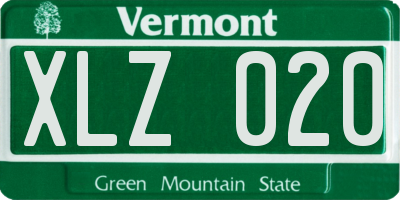 VT license plate XLZ020