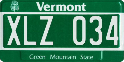 VT license plate XLZ034