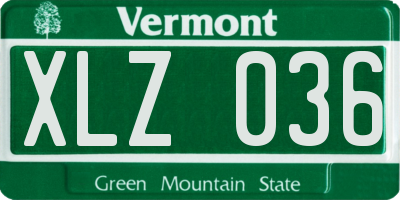 VT license plate XLZ036