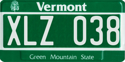 VT license plate XLZ038