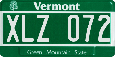 VT license plate XLZ072