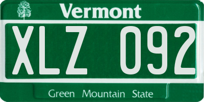 VT license plate XLZ092