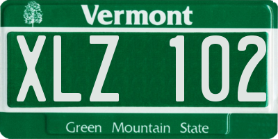 VT license plate XLZ102