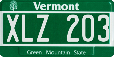 VT license plate XLZ203