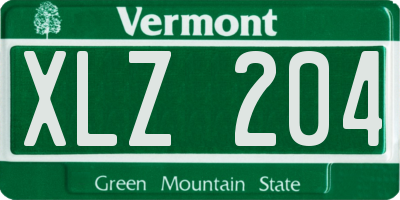 VT license plate XLZ204