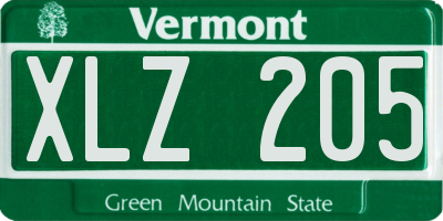 VT license plate XLZ205