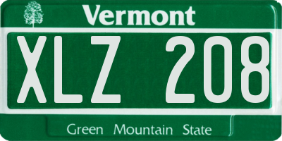 VT license plate XLZ208