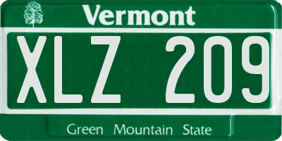 VT license plate XLZ209
