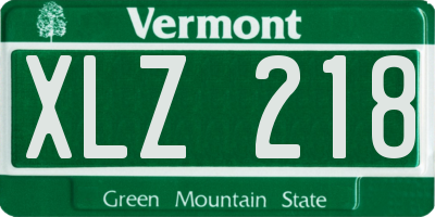 VT license plate XLZ218