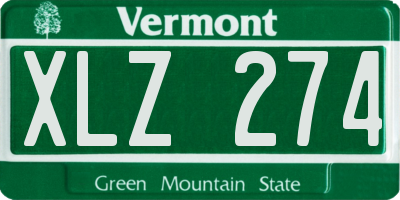 VT license plate XLZ274