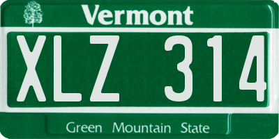 VT license plate XLZ314