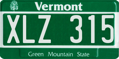 VT license plate XLZ315