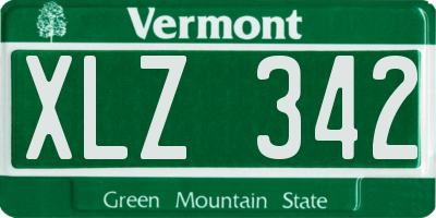 VT license plate XLZ342