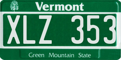 VT license plate XLZ353