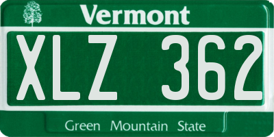 VT license plate XLZ362